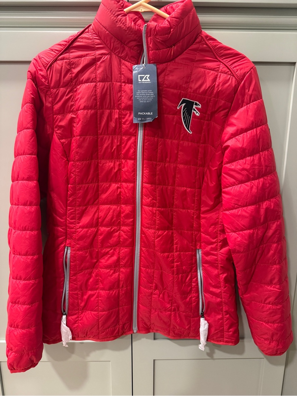 Cutter & Buck Red Packable Quilted Puffer Jacket with Atlanta Falcons Patch